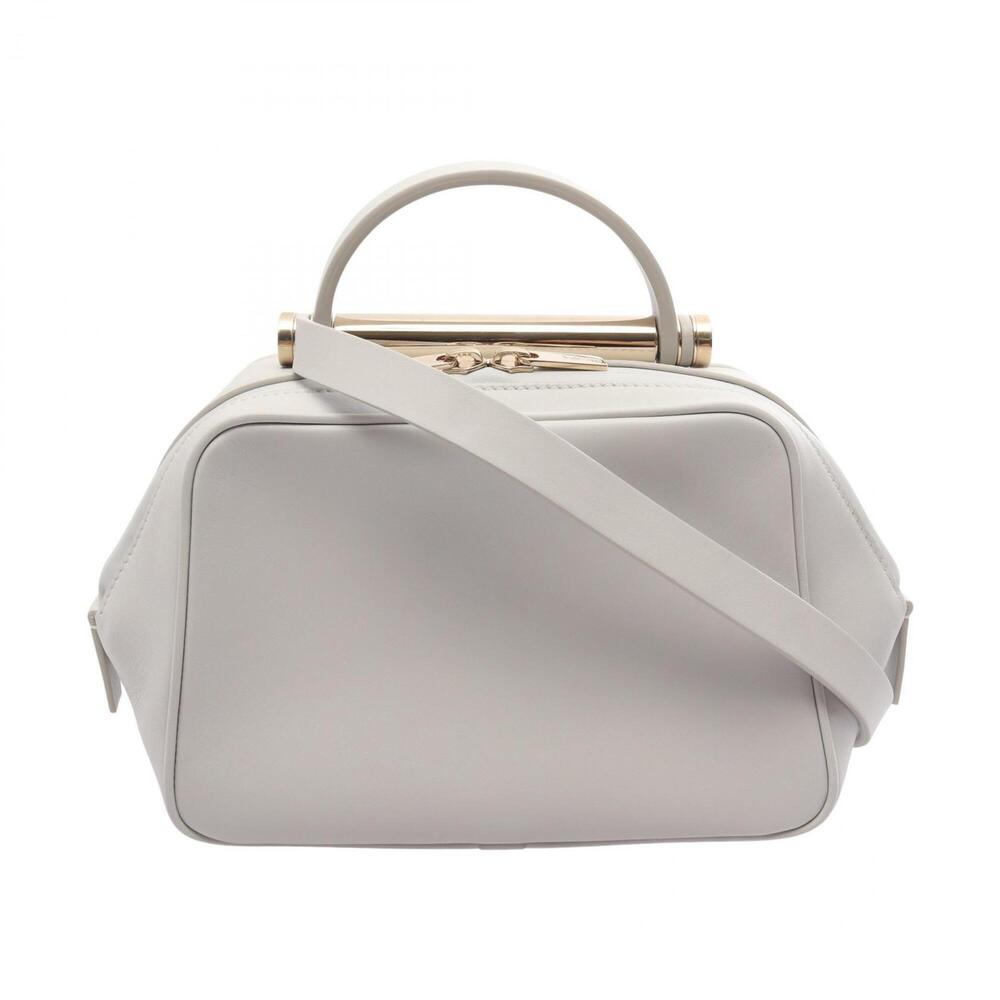 Valextra Flute Mini 2-Way Shoulder Bag/Handbag, Leather, Women's, Gray